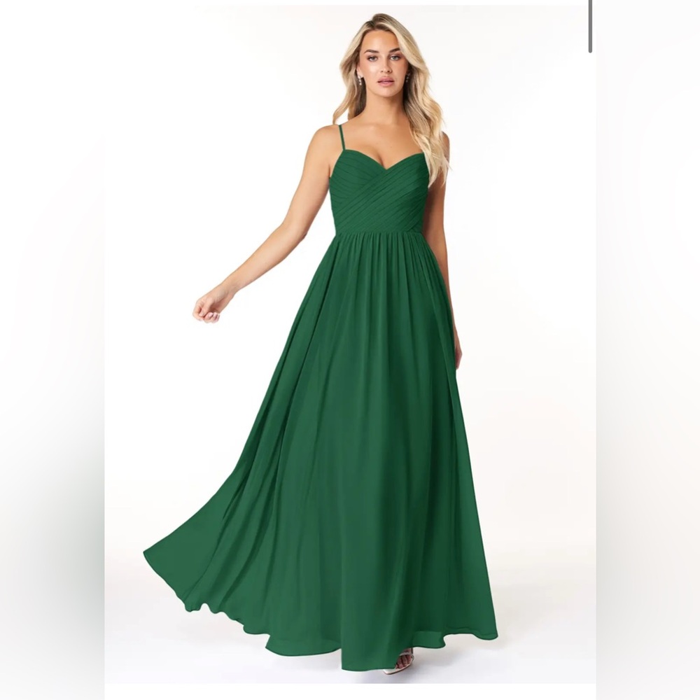 Azazie dark Green chiffon Maxi Dress